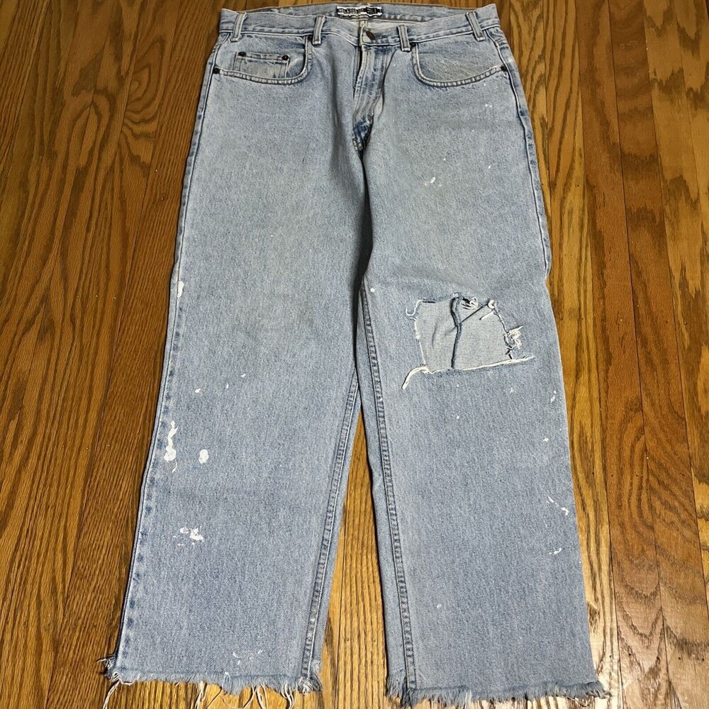 Vintage 90s Grunge Distressed Gap Jeans Blue Denim Baggy Relaxed Fit Men’s 33